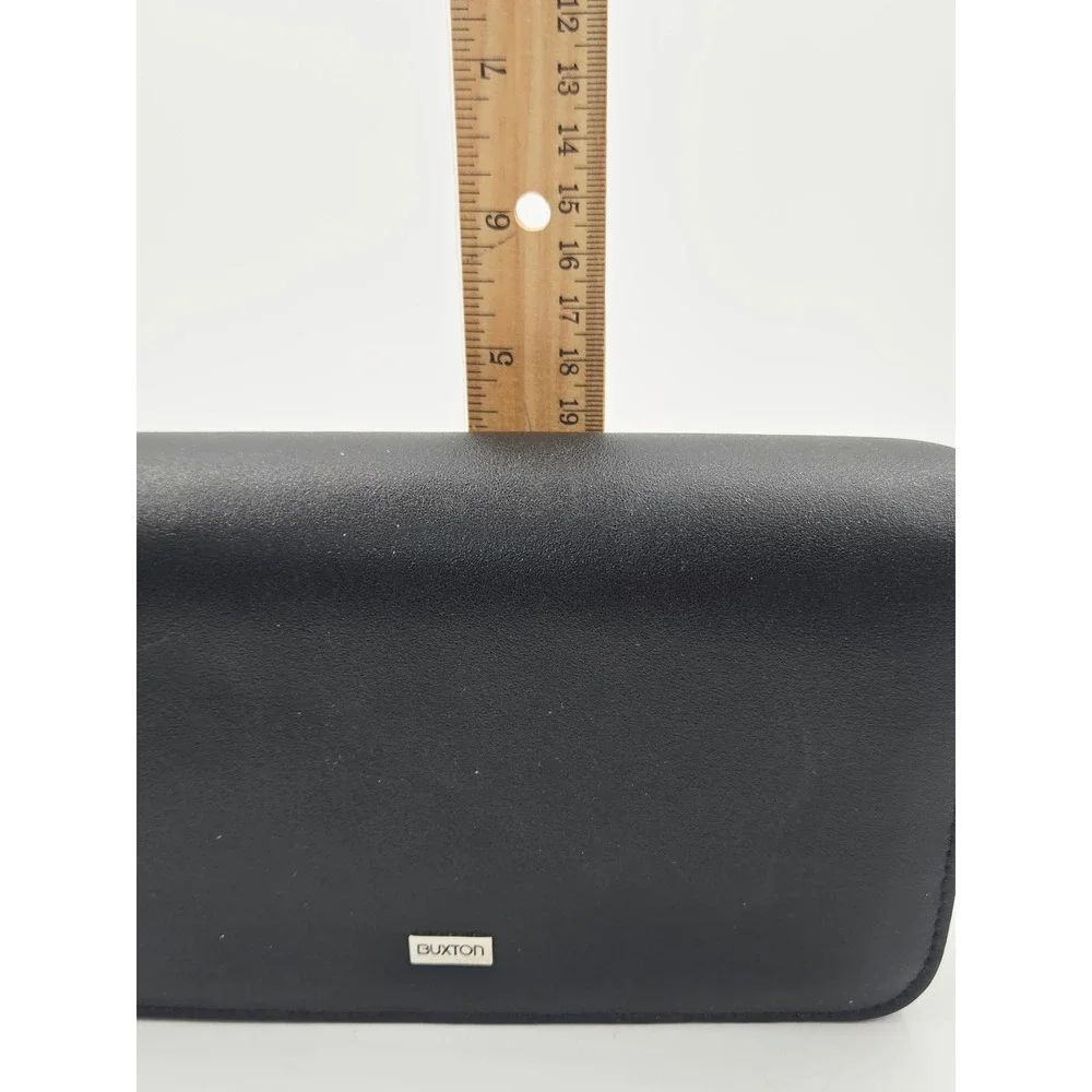 Buxton Black Leather Crossbody Wallet Purse Organizer Clutch Detachable Strap